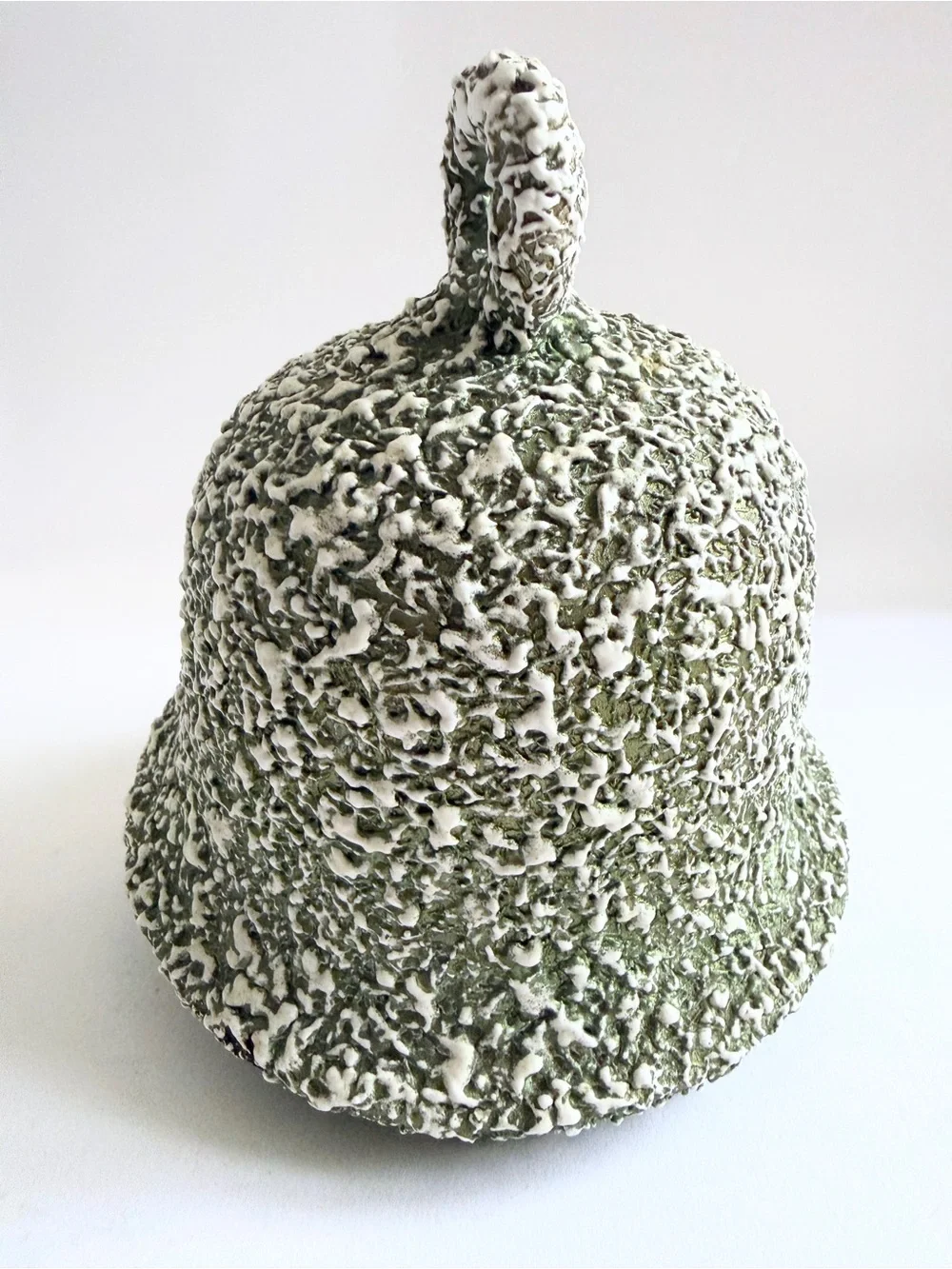 Vintage MCM lava splatter Olive Green Bell Planter Stanford Sebring Christmas